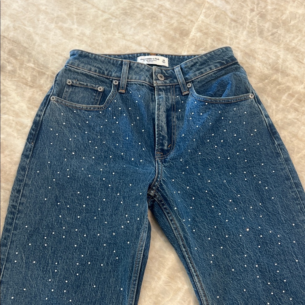 Abercrombie & Fitch Curve Love 90s Relaxed High Rise rhinestone embellished.